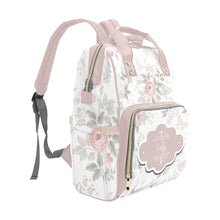 Load image into Gallery viewer, Designer Diaper Bag - Boho Dusty Rose Floral Diaper Bag Backpack - Waterproof Backpack