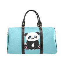 Load image into Gallery viewer, Custom Diaper Tote Bag | Adorable Cartoon Panda Bear On Baby Blue With Personalized Heart Name - Diaper Travel Bag