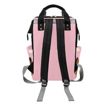 Load image into Gallery viewer, Designer Diaper Bag - Ethnic African American Baby Girl - Powder Pink Multi-Function Backpack
