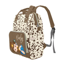 Load image into Gallery viewer, Diaper Bag Backpack - Custom Diaper Bag - Cute Baby Cowboy Cow Print Western Diaper Bag
