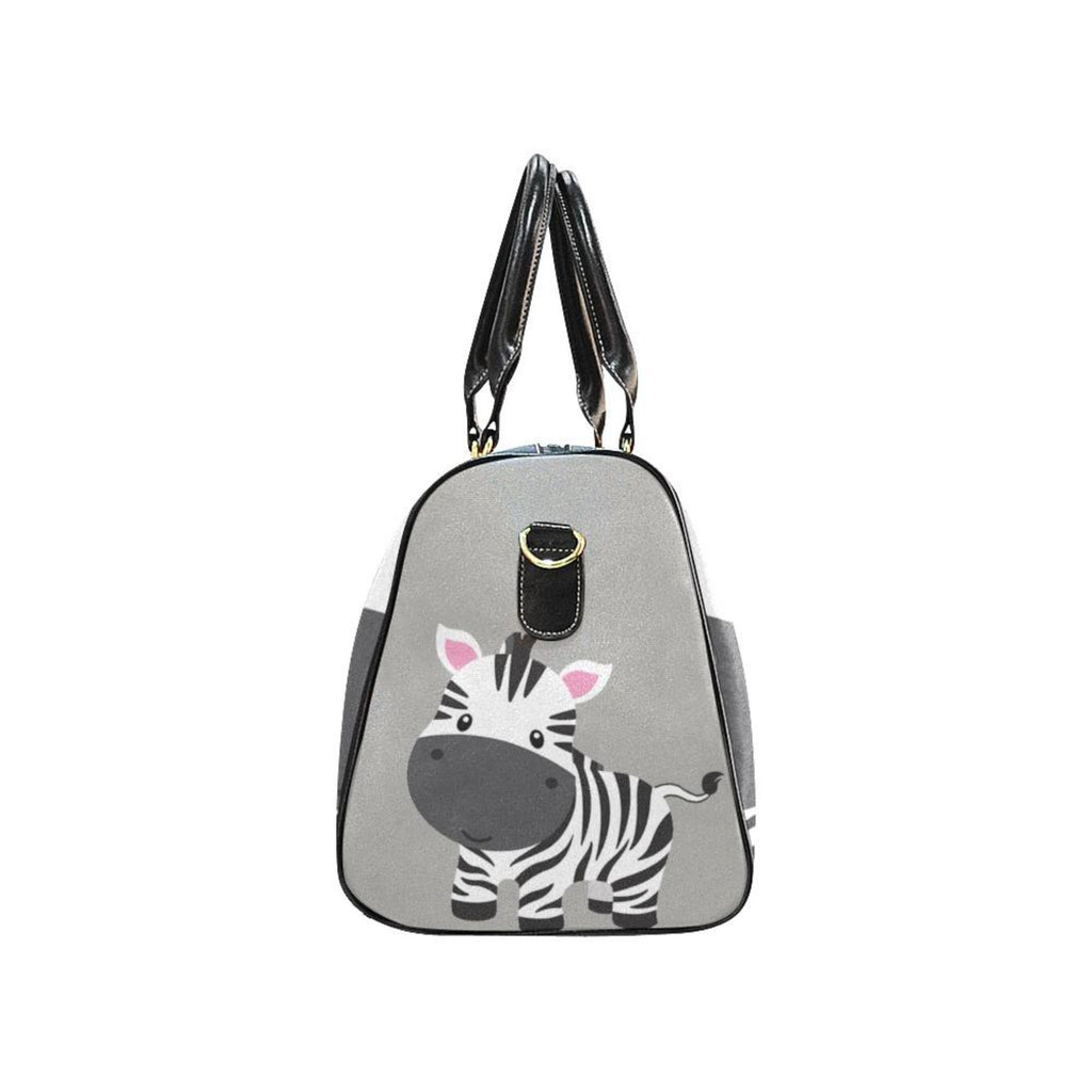 Custom Diaper Tote Bag | Adorable Cartoon Zebra On Gray With Personalized Heart Name - Diaper Travel Bag