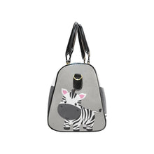 Load image into Gallery viewer, Custom Diaper Tote Bag | Adorable Cartoon Zebra On Gray With Personalized Heart Name - Diaper Travel Bag