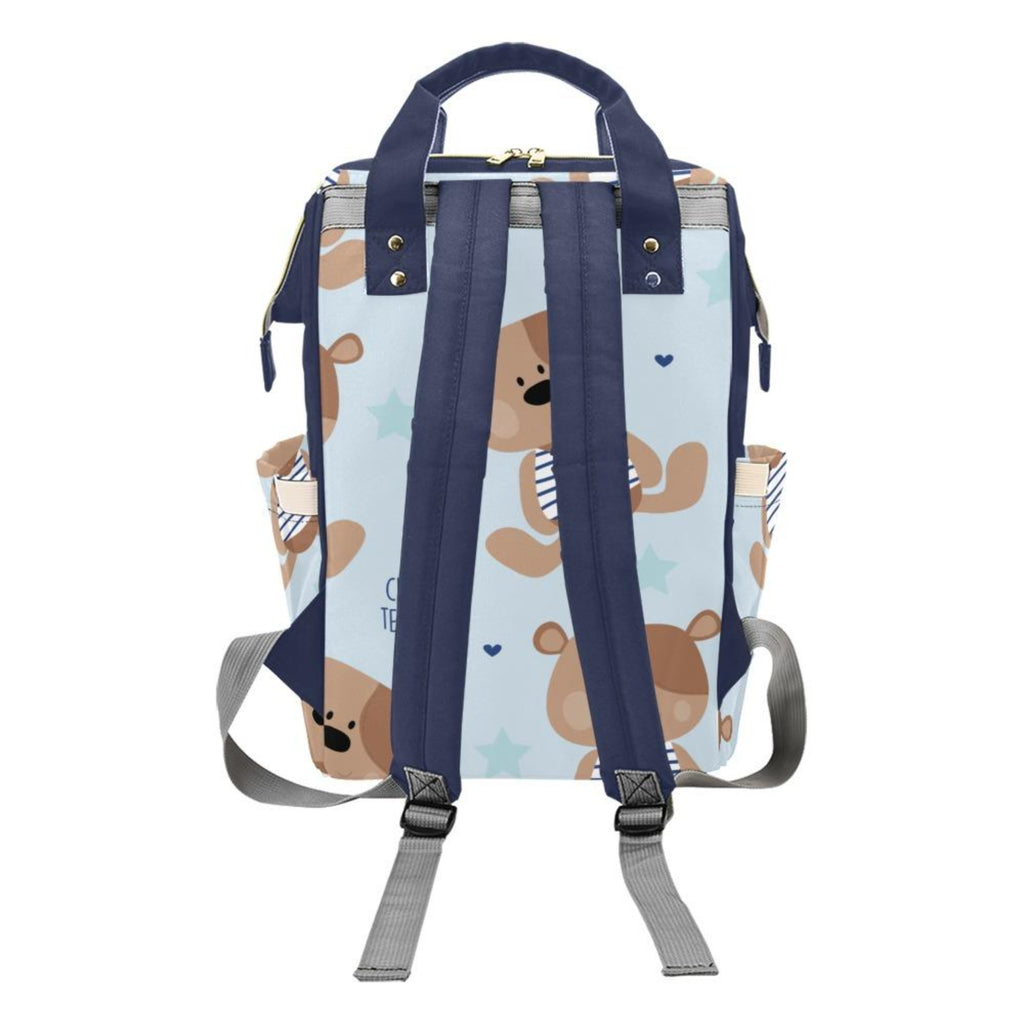 Diaper Bag Backpack | Adorable Teddy Bear - Dark And Light Blue Waterproof Diaper Bag