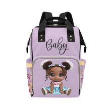 Load image into Gallery viewer, Designer Diaper Bag Backpack - African American Baby Girl Curly Locks