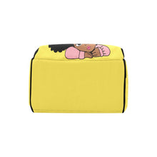 Load image into Gallery viewer, Designer Diaper Bags - African American Baby Girl With Afro Pigtails Yellow - Waterproof Multi-Function Backpack