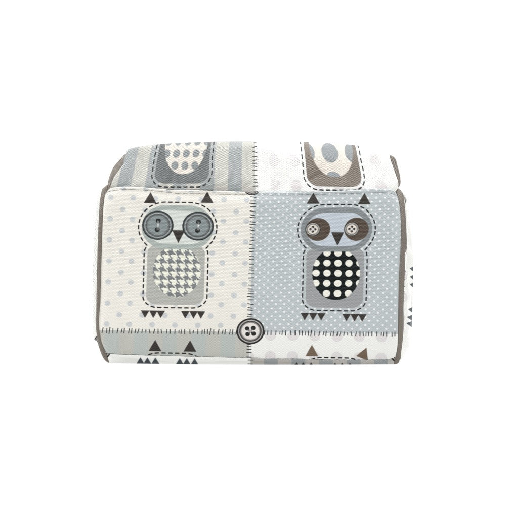 Personalized Patchwork Owls With Personalized Name Label Waterproof Diaper Bag Backpack