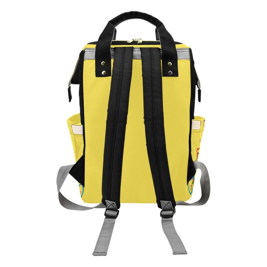 Designer Diaper Bags - African American Baby Girl With Afro Pigtails Yellow - Waterproof Multi-Function Backpack