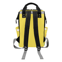 Load image into Gallery viewer, Designer Diaper Bags - African American Baby Girl With Afro Pigtails Yellow - Waterproof Multi-Function Backpack