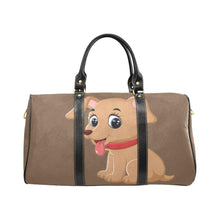 Load image into Gallery viewer, Custom Diaper Tote Bag | Adorable Cartoon Puppy Dog With Personalized Heart Name - Brown Diaper Travel Bag