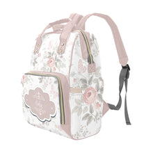 Load image into Gallery viewer, Designer Diaper Bag - Boho Dusty Rose Floral Diaper Bag Backpack - Waterproof Backpack
