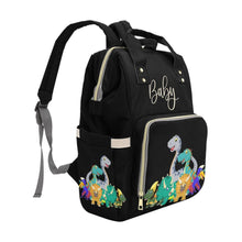 Load image into Gallery viewer, Designer Baby Bag With Cute Cartoon Dinosaurs - Waterproof Multifunction Backpack in Black