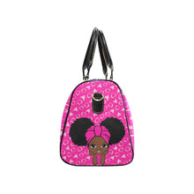 Load image into Gallery viewer, Custom Diaper Tote Bag | Adorable African American Baby Girl Natural Pigtails And Head Wrap Pink
