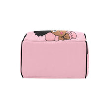 Load image into Gallery viewer, Personalize Optional - Designer Diaper Bags - African American Baby Girl With Afro Pigtails Powder Pink - Waterproof Multi-Function Backpack