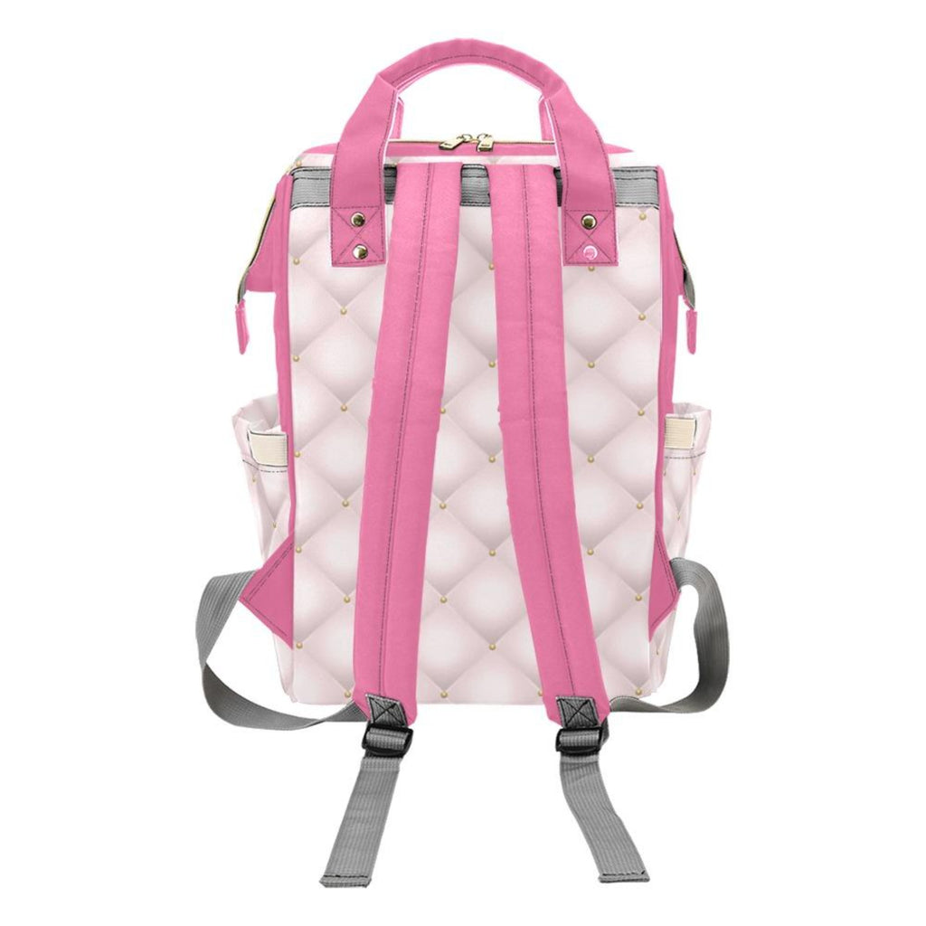 Cute African American Baby Girl With Natural Pigtails And Pink Bows On Tufted Design Diaper Bag Backpack