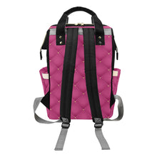 Load image into Gallery viewer, Cute African American Baby Girl With Natural Pigtails And Pink Bows On Hot Pink Tufted Design Multi-Function Backpack