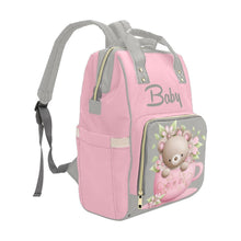Load image into Gallery viewer, Designer Baby Bag With Cuddly Pink Teddy Bear In Tea Cup - Waterproof Multifunction Backpack Bag