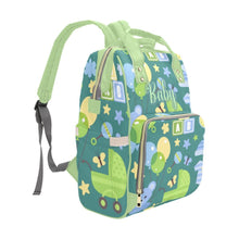 Load image into Gallery viewer, Personalize Optional - Designer Diaper Bags - Unisex Pastels With Baby Name - Green - Waterproof Multi-Function Backpack