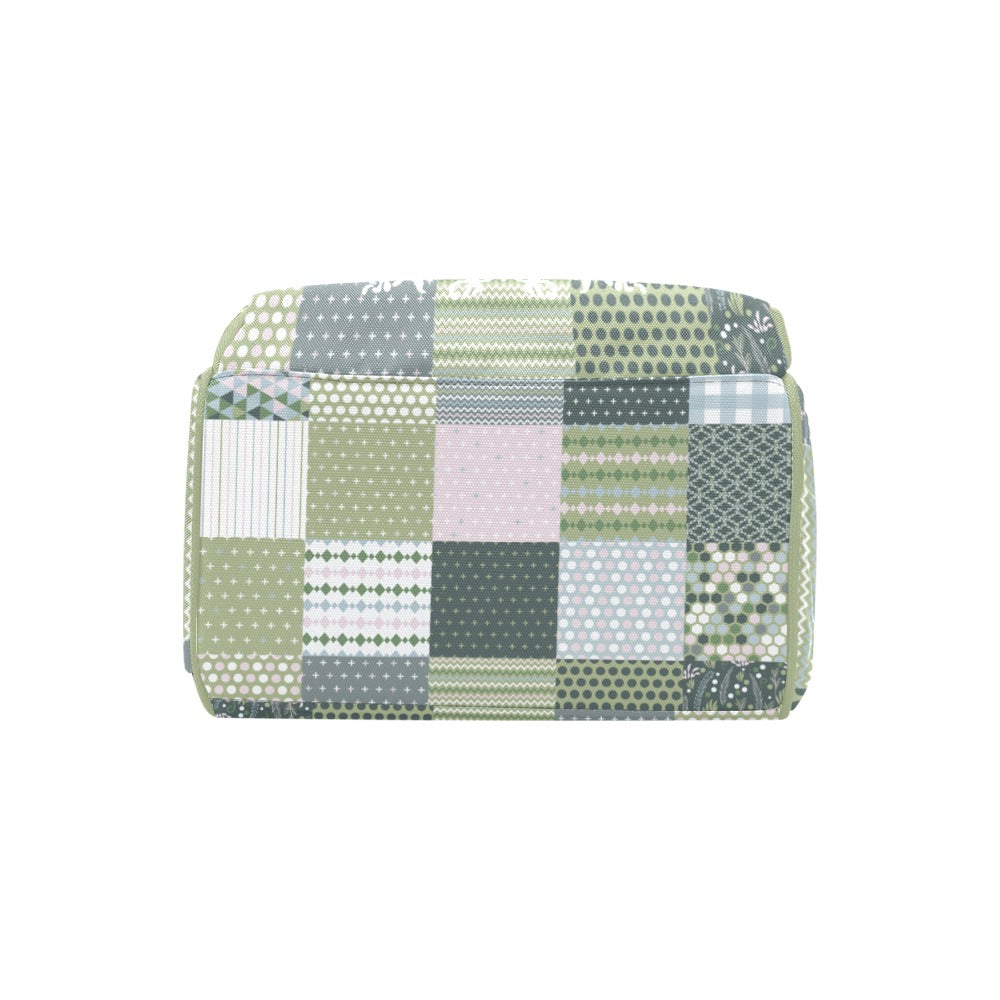 Personalized Patchwork Soft Green With Personalized Name Label Multi-Function Backpack
