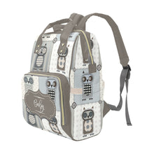Load image into Gallery viewer, Personalized Patchwork Owls With Personalized Name Label Waterproof Diaper Bag Backpack