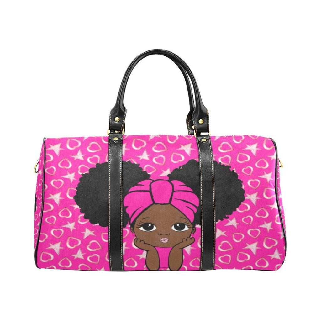 Custom Diaper Tote Bag | Adorable African American Baby Girl Natural Pigtails And Head Wrap Pink