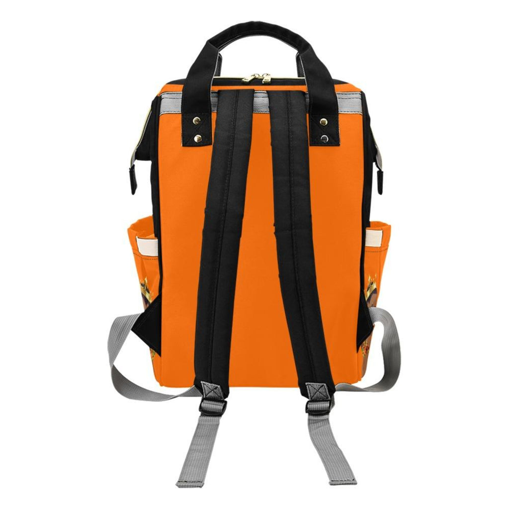 Designer Diaper Bag - Ethnic King African American Baby Boy - Orange Multi-Function Backpack
