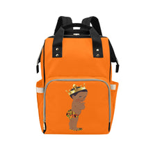 Load image into Gallery viewer, Designer Diaper Bag - Ethnic King African American Baby Boy - Orange Multi-Function Backpack