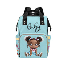 Load image into Gallery viewer, Designer Diaper Bag Backpack - African American Baby Girl Curly Locks
