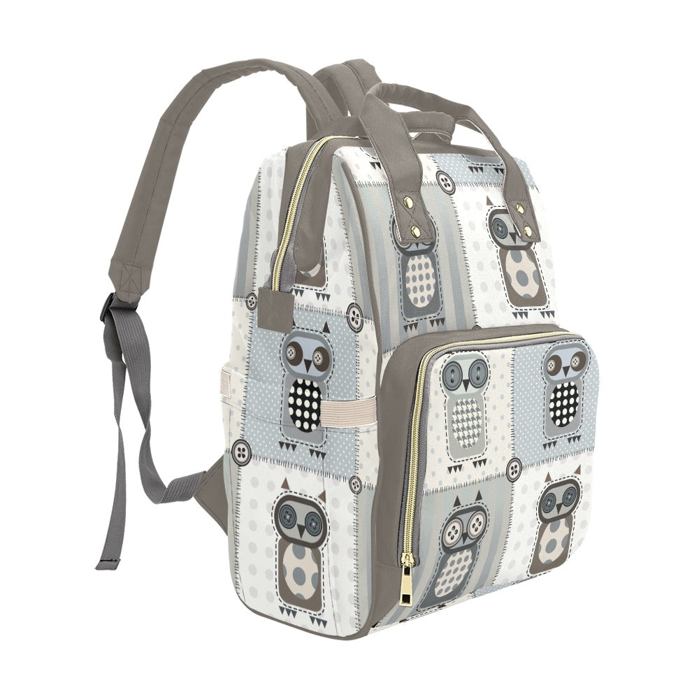 Patchwork Owls Blank Multi-Function Backpack Diaper Bag