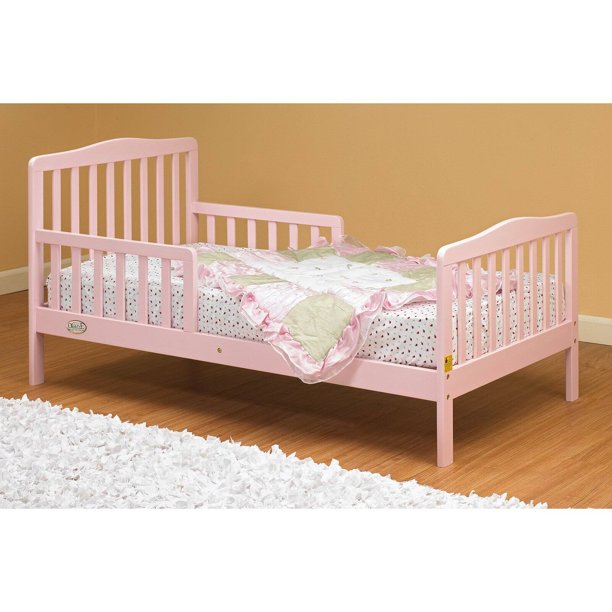 Contemporary Solid Wood Pink Toddler Bed by Orbelle