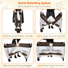Load image into Gallery viewer, Portable Infant Baby 3 in 1 Crib-Playpen-Bassinet Bed in Coffee Color and Tan