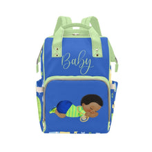 Load image into Gallery viewer, Diaper Bag Backpack | Cutest Sleepy African American Baby Boy With Bling Waterproof Backpack