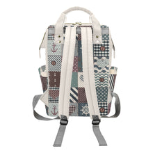 Load image into Gallery viewer, Personalized Patchwork Nautical Style with Label and Name Multi-Function Backpack