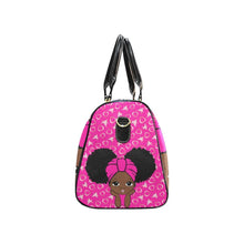 Load image into Gallery viewer, Custom Diaper Tote Bag | Adorable African American Baby Girl Natural Pigtails And Head Wrap Pink