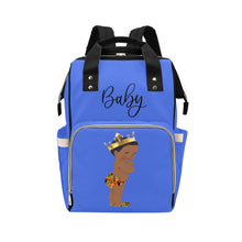 Load image into Gallery viewer, Designer Diaper Bag - Ethnic African American King Baby Boy - Royal Blue Waterproof Diaper Bag Backpack