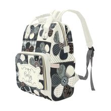 Load image into Gallery viewer, Personalized Diaper Bag Backpack - Patchwork Flower Buttons With Cream Label - Large Capacity and Waterproof