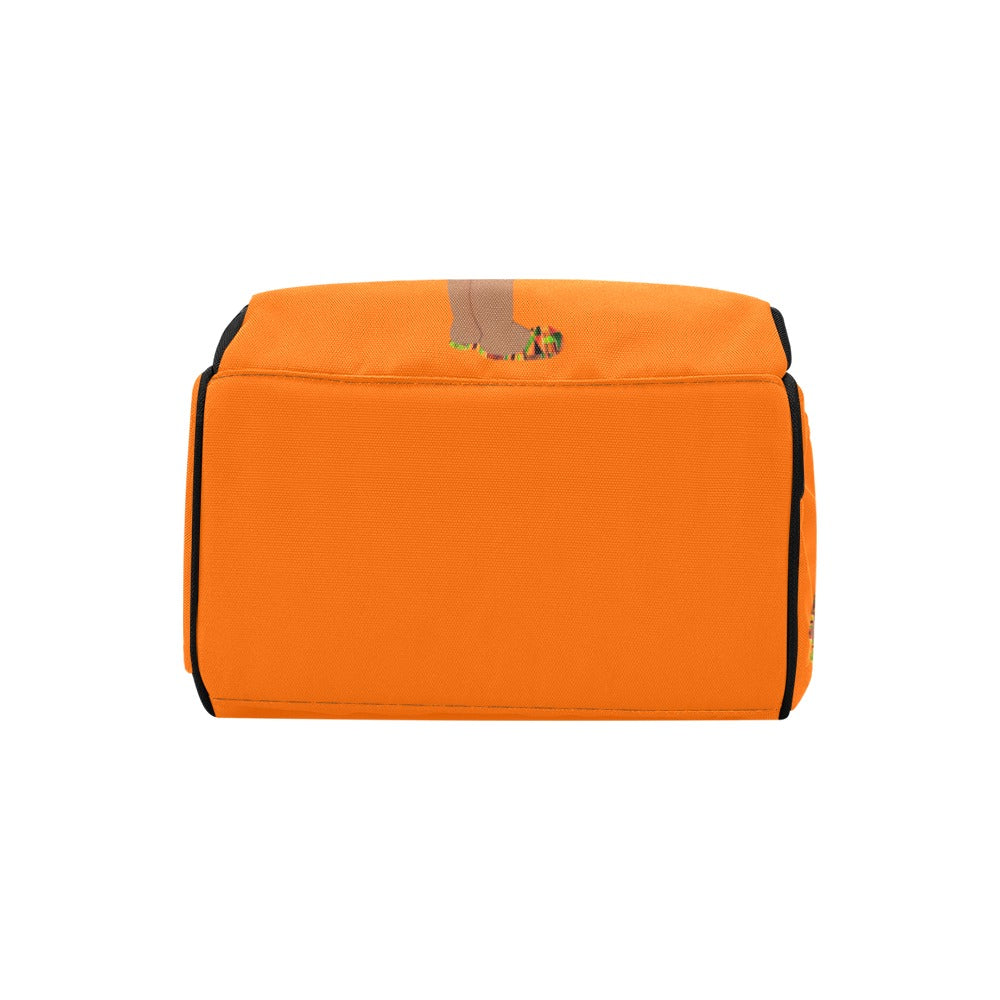 Designer Diaper Bag - Ethnic African American Baby Girl - Orange Multi-Function Backpack