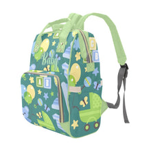 Load image into Gallery viewer, Personalize Optional - Designer Diaper Bags - Unisex Pastels With Baby Name - Green - Waterproof Multi-Function Backpack