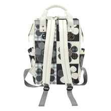 Load image into Gallery viewer, Personalized Diaper Bag Backpack - Patchwork Flower Buttons With Cream Label - Large Capacity and Waterproof