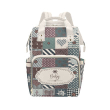 Load image into Gallery viewer, Personalized Patchwork Nautical Style with Label and Name Multi-Function Backpack