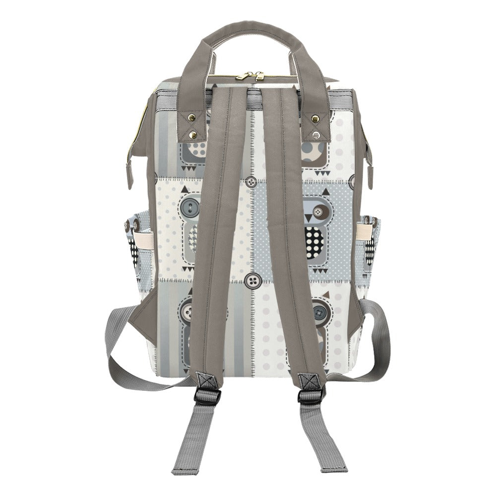 Personalized Patchwork Owls With Personalized Name Label Waterproof Diaper Bag Backpack
