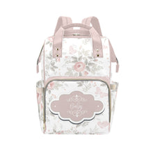 Load image into Gallery viewer, Designer Diaper Bag - Boho Dusty Rose Floral Diaper Bag Backpack - Waterproof Backpack
