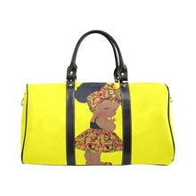 Load image into Gallery viewer, Custom Diaper Tote Bag - Ethnic Super Cute African American Baby Girl - Vibrant Yellow Travel Tote Baby Bag