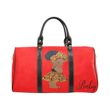 Load image into Gallery viewer, Custom Diaper Tote Bag - Ethnic Super Cute African American Baby Girl - Bright Red Travel Tote Baby Bag