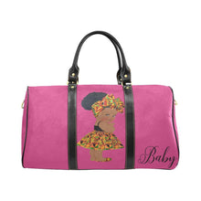 Load image into Gallery viewer, Custom Diaper Tote Bag - Ethnic Super Cute African American Baby Girl - Raspberry Red Travel Tote Baby Bag