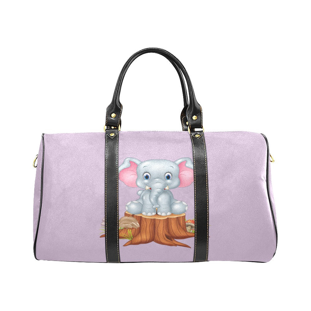 Custom Diaper Tote Bag - Super Cute Cartoon Baby Elephant On Lavender - Diaper Travel Bag