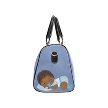 Load image into Gallery viewer, Custom Diaper Tote Bag - Super Cute African American Baby Boy With Stuffed Bunny Diaper Travel Bag