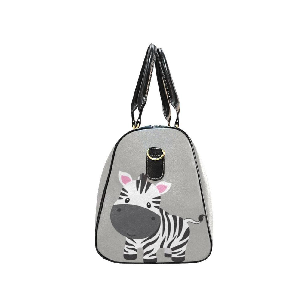 Custom Diaper Tote Bag | Adorable Cartoon Zebra On Gray With Personalized Heart Name - Diaper Travel Bag