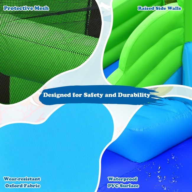 7 in 1 Inflatable Bounce House with Splashing Pool and Slide