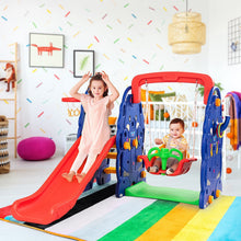 Load image into Gallery viewer, 3-in-1 Junior Children Freestanding Design Climber Slide Swing Seat Basketball Hoop