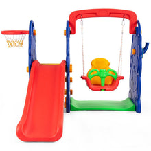 Load image into Gallery viewer, 3-in-1 Junior Children Freestanding Design Climber Slide Swing Seat Basketball Hoop